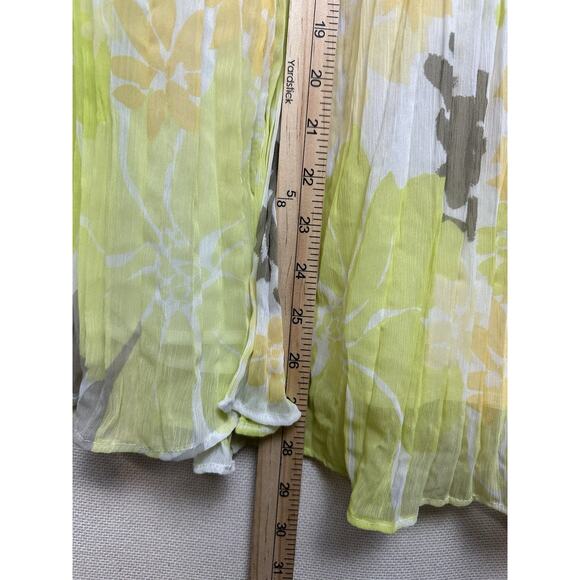 Ruby Rd Midi ALine Skirt Sz 12 Yellow Gray Floral Print Lined Elastic Waist - Picture 4 of 9